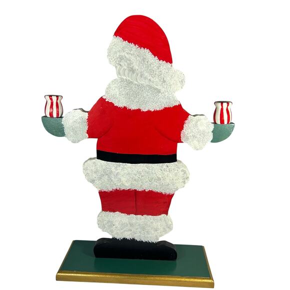 Vintage Hand painted folk art wood Santa candle holder 19” - Picture 2 of 8